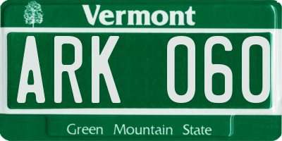 VT license plate ARK060