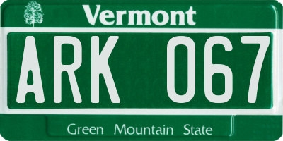 VT license plate ARK067