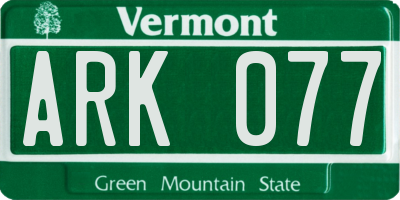 VT license plate ARK077
