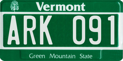 VT license plate ARK091