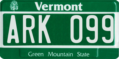VT license plate ARK099