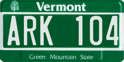 VT license plate ARK104
