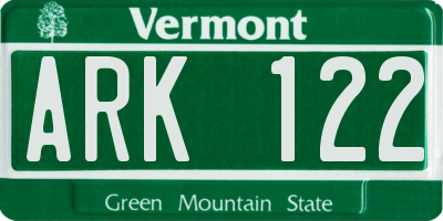 VT license plate ARK122