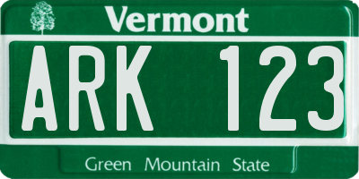 VT license plate ARK123
