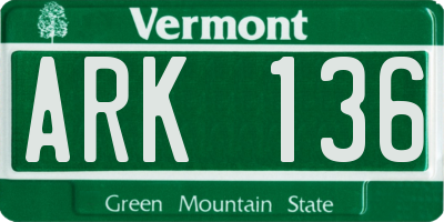 VT license plate ARK136