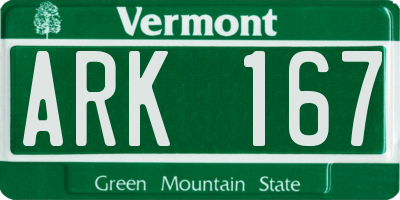 VT license plate ARK167