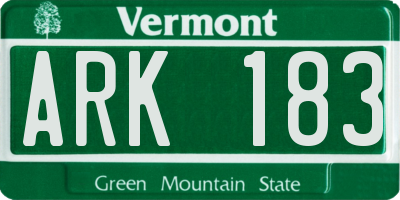 VT license plate ARK183
