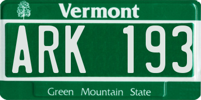 VT license plate ARK193