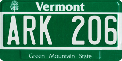 VT license plate ARK206