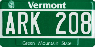 VT license plate ARK208