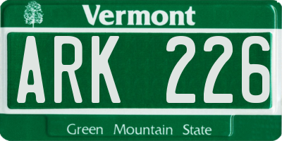 VT license plate ARK226