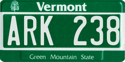 VT license plate ARK238