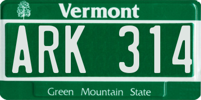 VT license plate ARK314