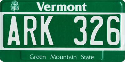 VT license plate ARK326