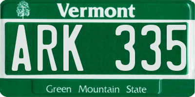 VT license plate ARK335