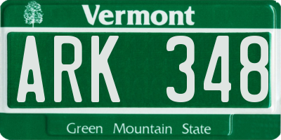 VT license plate ARK348