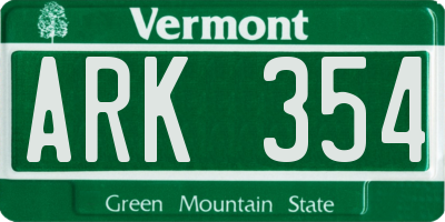 VT license plate ARK354