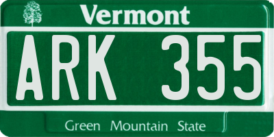 VT license plate ARK355