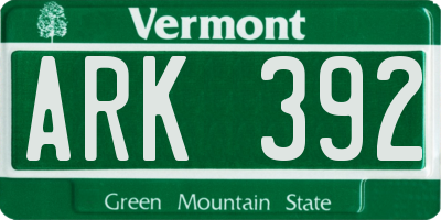 VT license plate ARK392