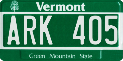 VT license plate ARK405