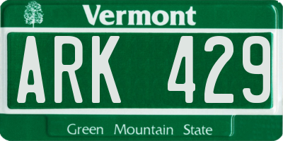 VT license plate ARK429