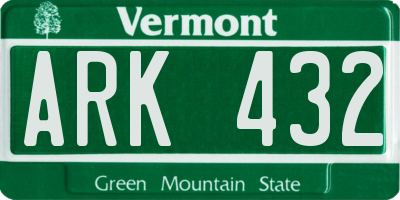 VT license plate ARK432