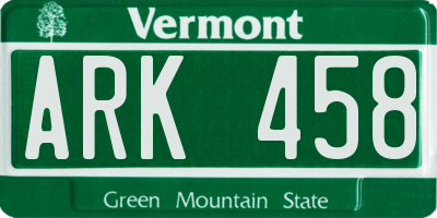 VT license plate ARK458