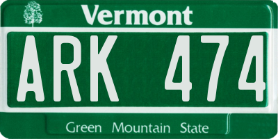 VT license plate ARK474