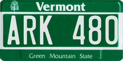 VT license plate ARK480
