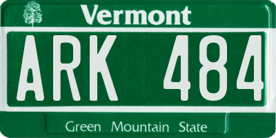 VT license plate ARK484