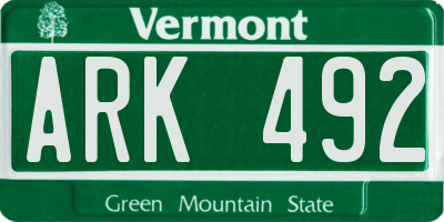 VT license plate ARK492