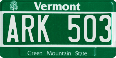 VT license plate ARK503