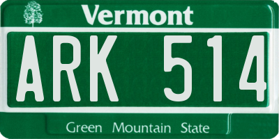VT license plate ARK514