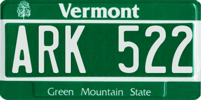 VT license plate ARK522