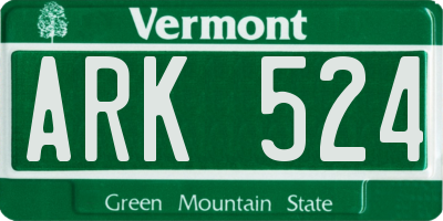 VT license plate ARK524