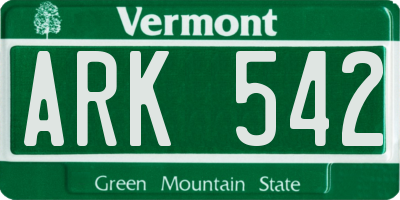 VT license plate ARK542