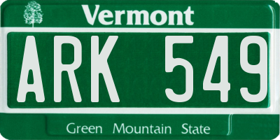 VT license plate ARK549