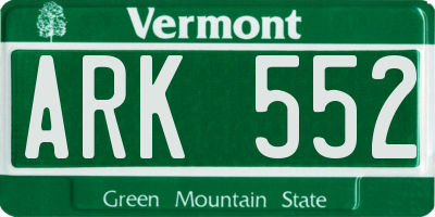 VT license plate ARK552