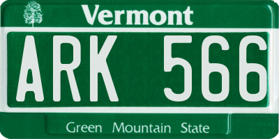 VT license plate ARK566