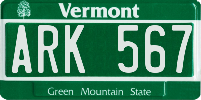 VT license plate ARK567