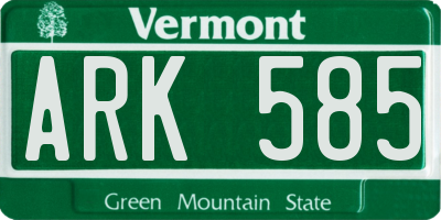 VT license plate ARK585