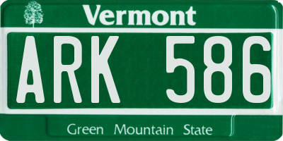 VT license plate ARK586