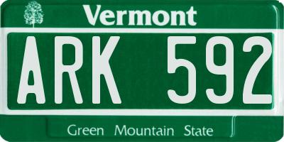 VT license plate ARK592