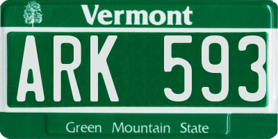 VT license plate ARK593