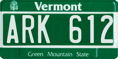 VT license plate ARK612