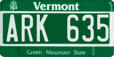 VT license plate ARK635