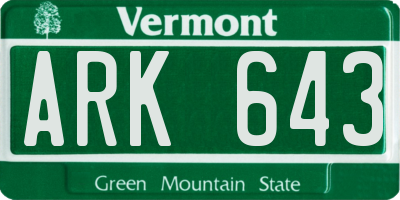 VT license plate ARK643