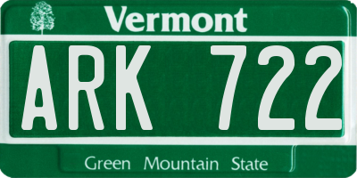 VT license plate ARK722