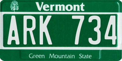 VT license plate ARK734