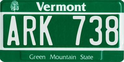VT license plate ARK738
